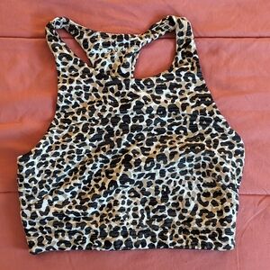 Outdoor Voices Move Free Crop Top TechSweat Sports Bra Small Animal Print